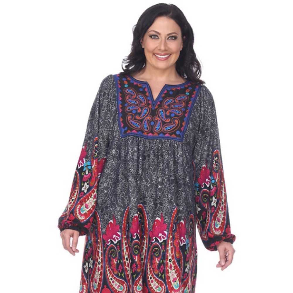 Embroidered Plus Size Sweater Dress